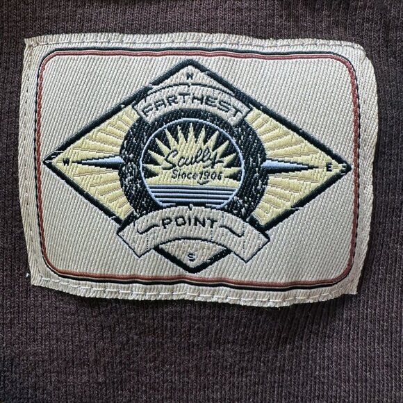 Scully Men Farthest Point Pullover Sweater SzS Chocolate Brown Suede Elbow Patch - Picture 5 of 7